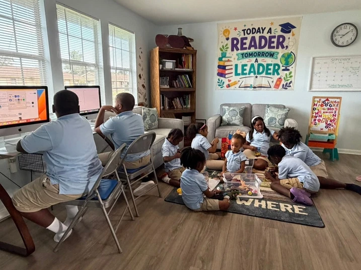 BTR students gather for a classroom lesson